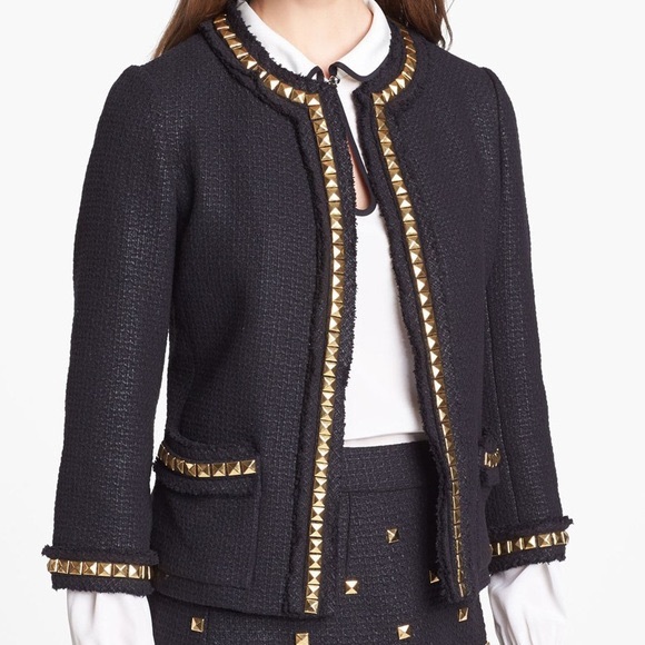 Kate Spade Boucle Blazer with gold studs